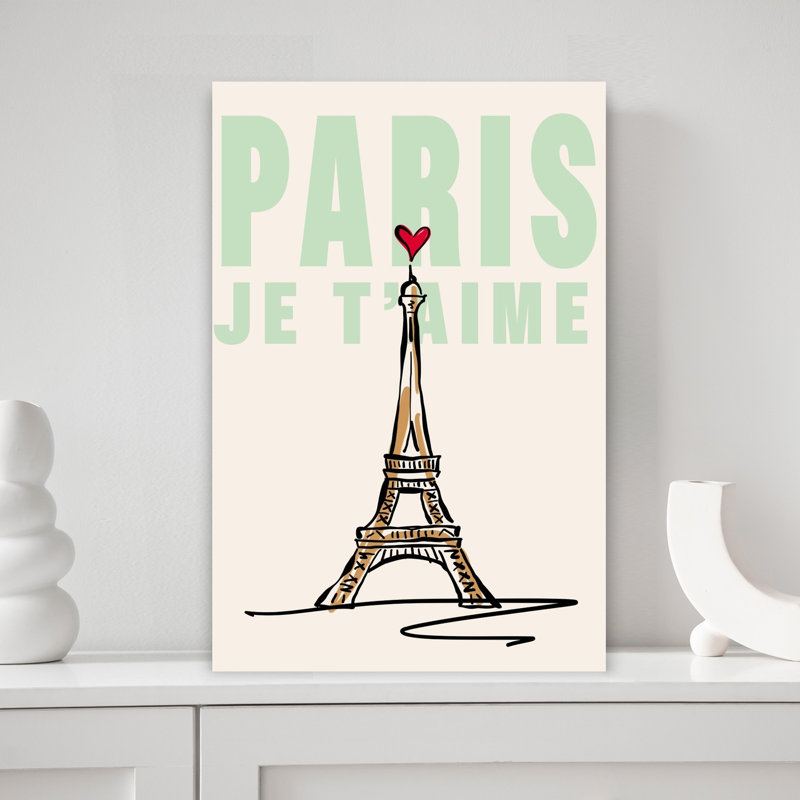 Paris Je T'Aime Minimaliste Architecture Romantique Wall Art Print, H 18 po x l 12 po