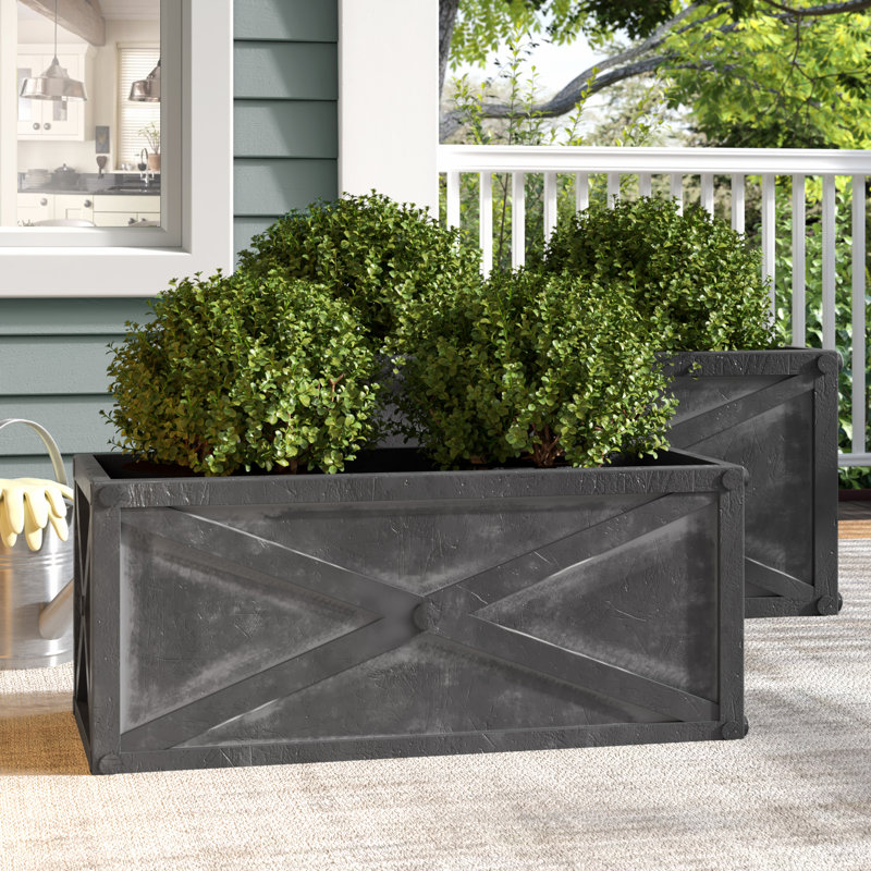 Vesper Fibreclay Planter Box Set in Dark Gray