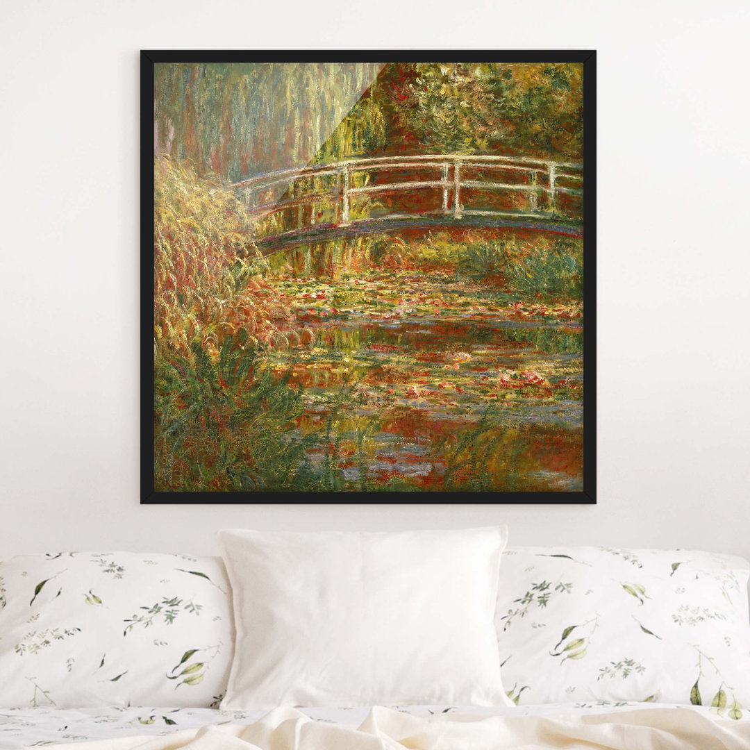 Gerahmter Kunstdruck Seerosenteich und japanische Brücke (Harmonie in Rosa) von Claude Monet