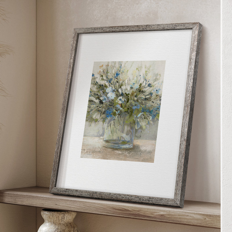 Impression florale encadrée - bois massif 50874, H 11 po x l 9 po