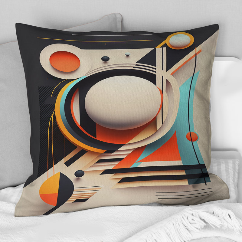 Retro Elementary Geometrics IV - Abstract Geometric Printed Throw Pillow