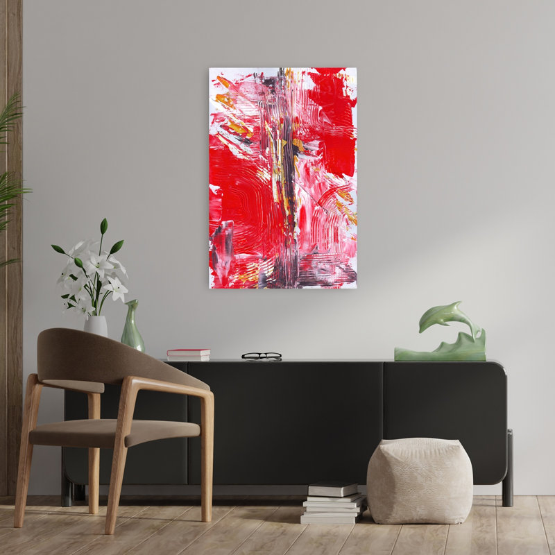 Peinture murale abstraite vibrante avec des coups de pinceau abstraits et abstraits, H 36 po x l 24 po