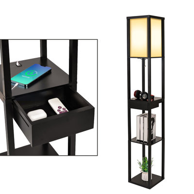 Alayjia 160cm Black Column Floor Lamp with USB