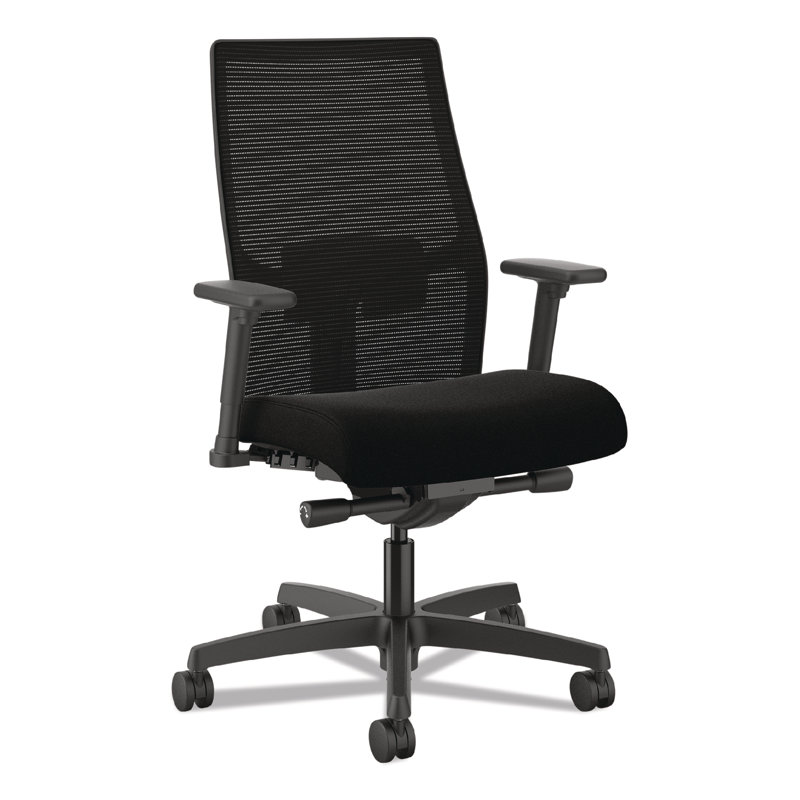 HON  Ignition 2.0 4-Way Stretch Mid-Back Mesh Task Chair, Adjustable Lumbar Support, Black