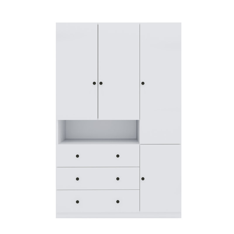 Armoire-penderie moderne blanche avec tiroirs et tablettes
