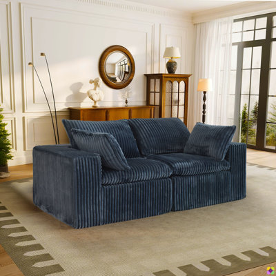 Canapé modulaire en velours côtelé à assemblage libre 78,8 po, coussin de siège rembourré en duvet de plumes à 10%