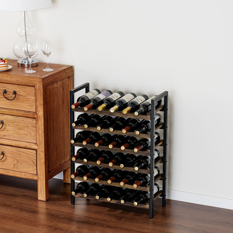 36 Bottle Metal Floor Wine Bottle Rack in Brown