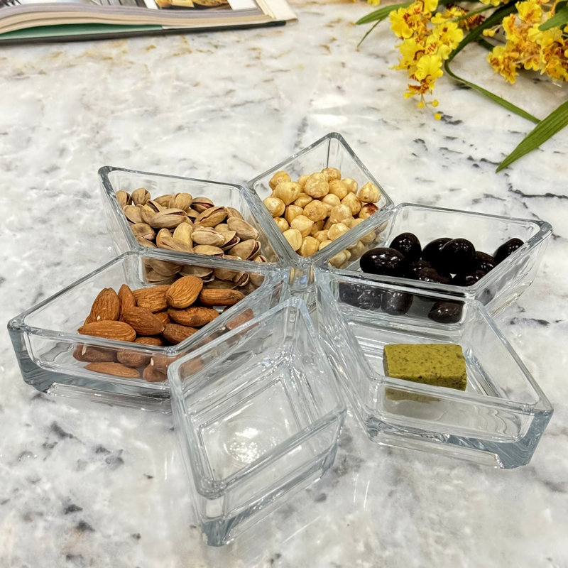 Mekayla Set/6 Glass Diamond Dish