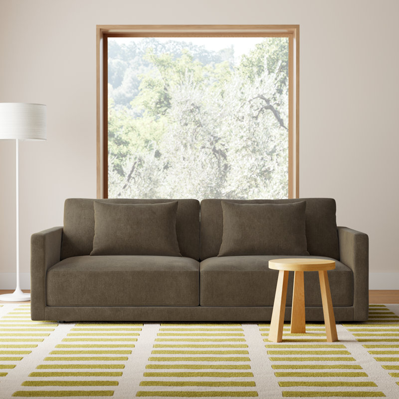 Kenji Upholstered 84'' Sofa, Olive Green Performance Chenille