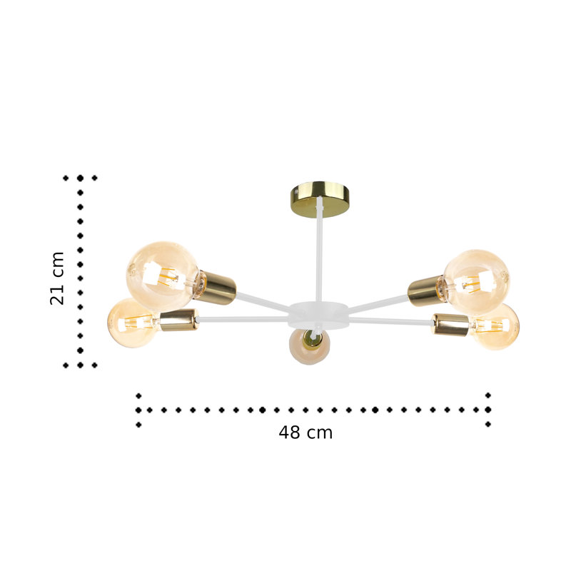 Iberia Flush Mount, White/Gold