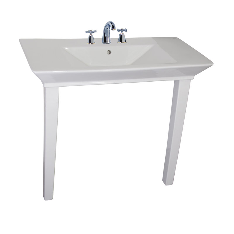 Barclay 19.37'' White Fireclay Rectangular Bathroom Sink with Overflow