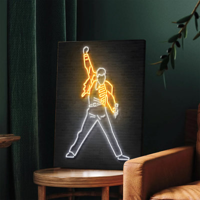 1PC Wall Arts Posters Framed,  Neon Light Michael Jackson Canvas Wall Art Modern Pop Music Icon Silhouette Painting for Living Room Bedroom Home Decor Black Background Glow Effect Print Poster Artwork