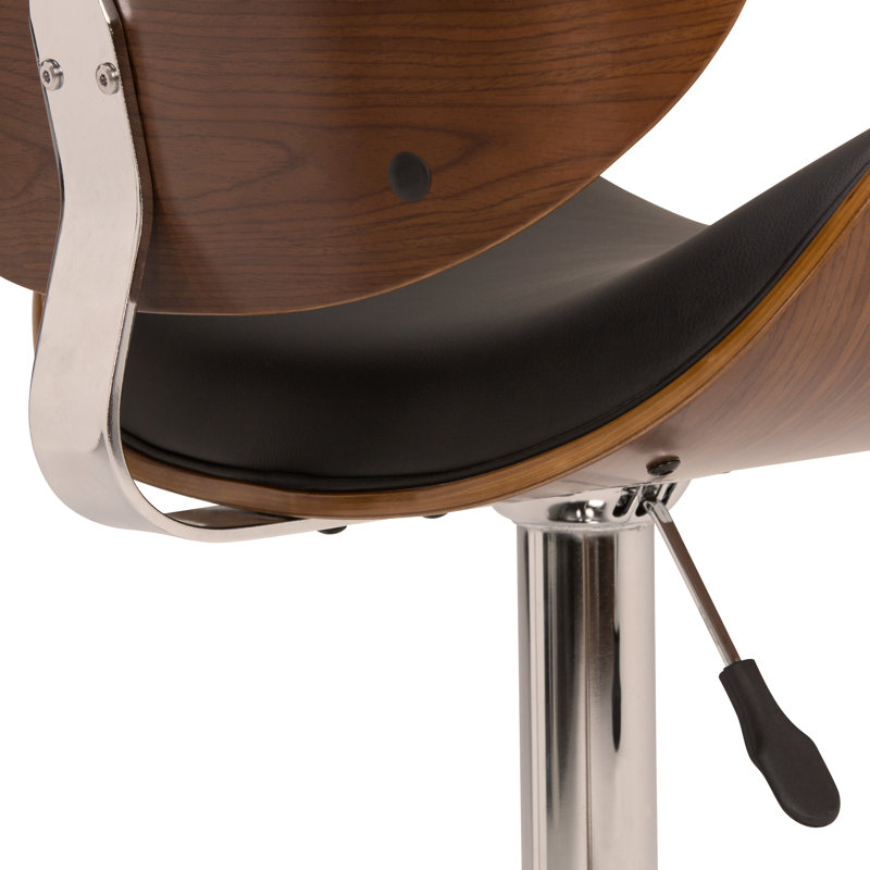Tabouret de bar pivotant Bentwood , Brun, Noir, noir, noir, noir