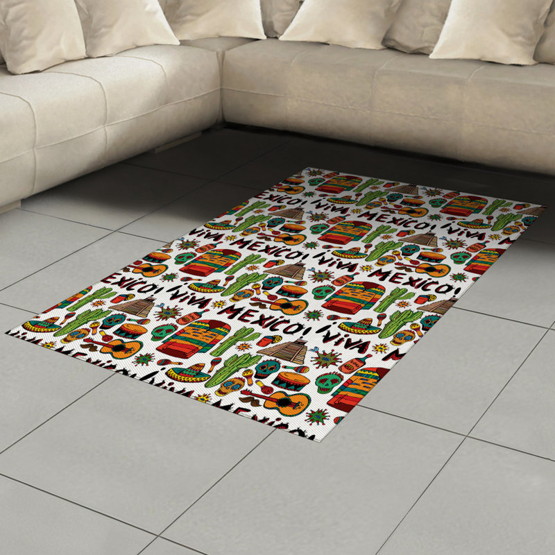Mexican Green Area Rug, Rectangle 4' x 5'8"