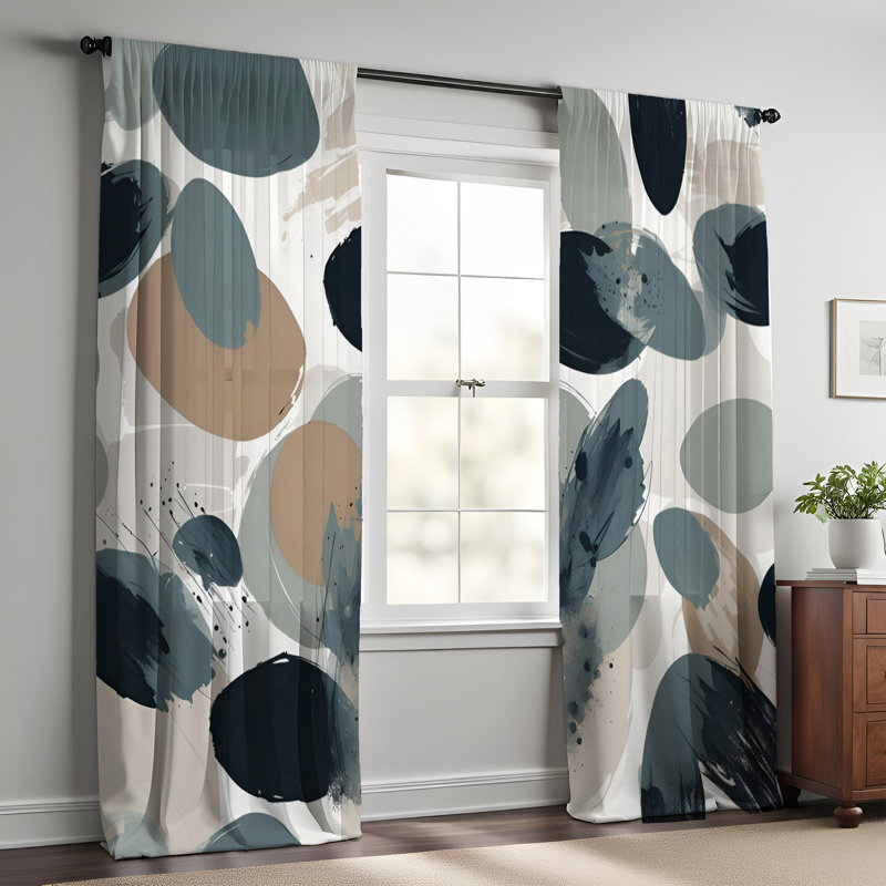 Paire de rideaux semi-transparents en polyester Elitza, L 40 po x L 61 po