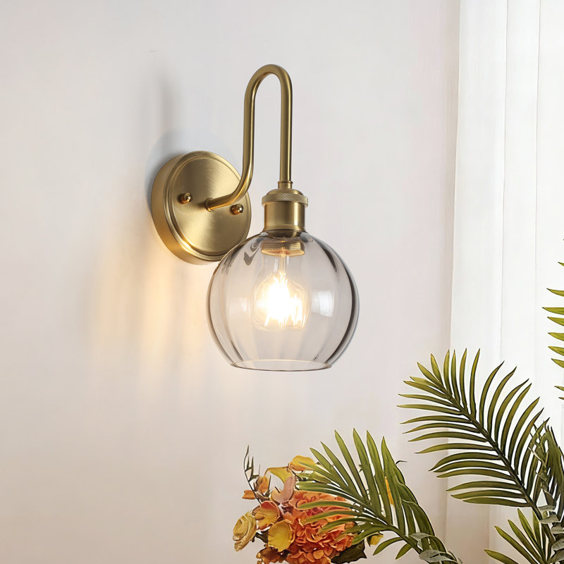 1-Light Dimmable Armed Sconce , Gold