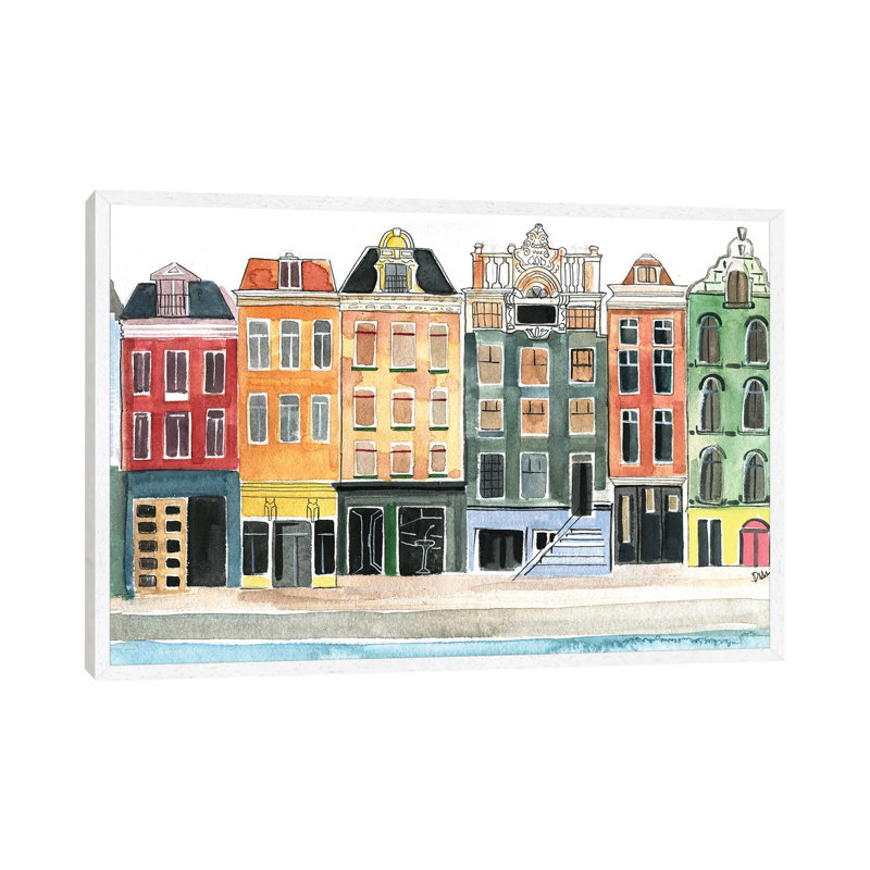 Amsterdam 1 Piece Wall Art on Canvas, 66.04 cm H x 45.72 cm W, White Framed Canvas