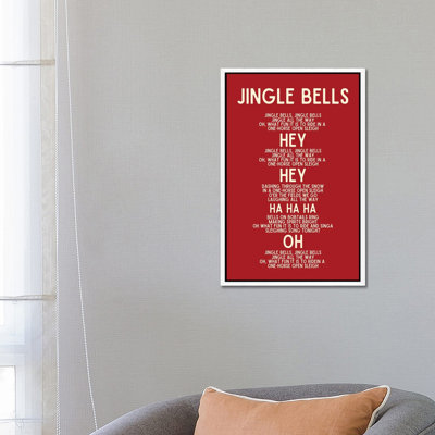 Jingle Bells Christmas Lyrics In Red - Print on Canvas
