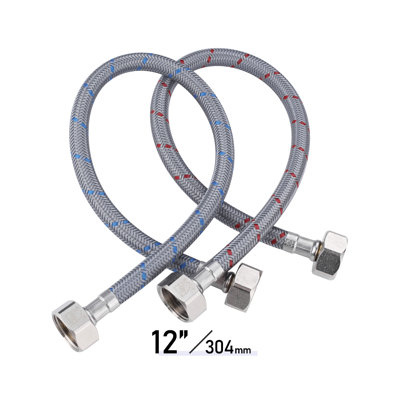 1/2 po Compression X 1/2 po Compression X 12 po Conduite d'alimentation en nylon tressé en acier inoxydable (paquet de 2)