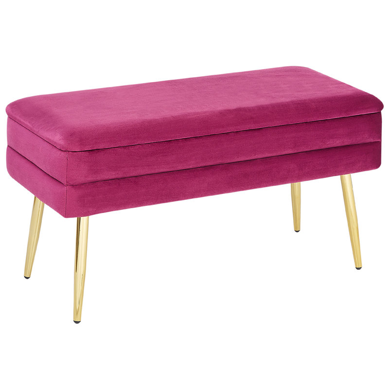 Alicija Velvet Upholstered Storage Bench, Pink