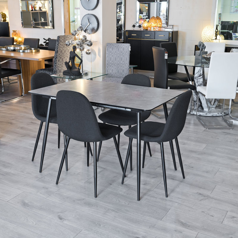 Abbottstown 4 -Person Dining Set, Grey, Black