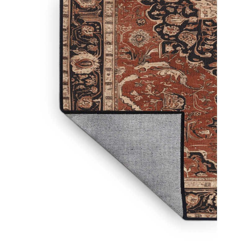 Tapis brun lavable à la machine, Carré 7 pi