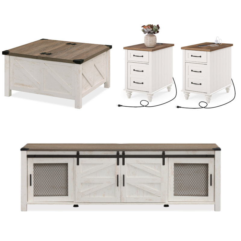 Ensemble de tables basses 4 pièces Farmhouse