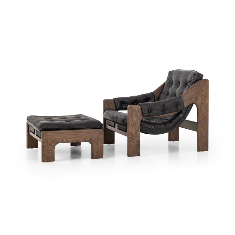 Halston Chair with Ottoman, Heirloom Black