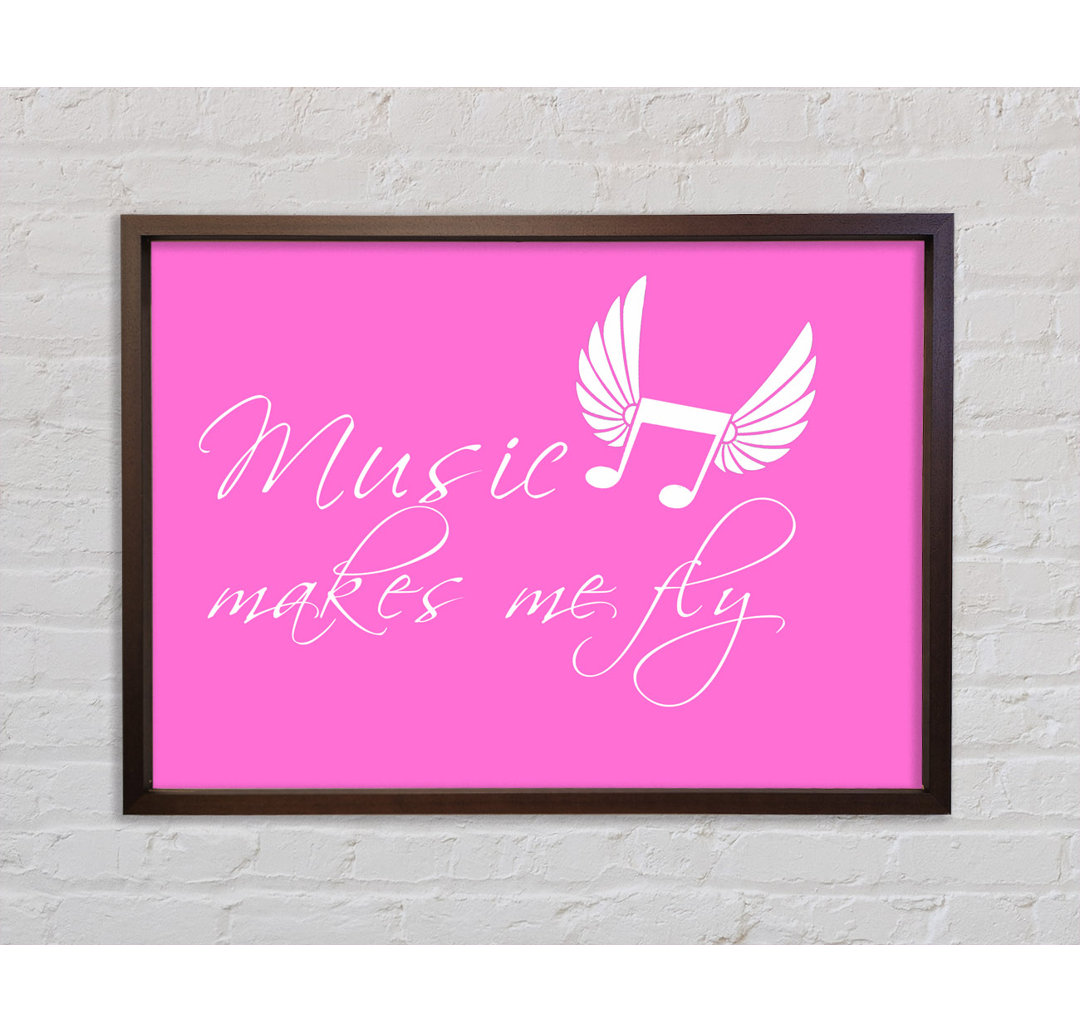 Mädchenzimmer Zitat Musik lässt mich fliegen Lebendiges Rosa - Einzelner Bilderrahmen Typografie auf Leinwand