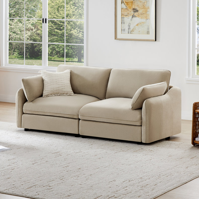 78" Modern Upholstered Sofa, Khaki