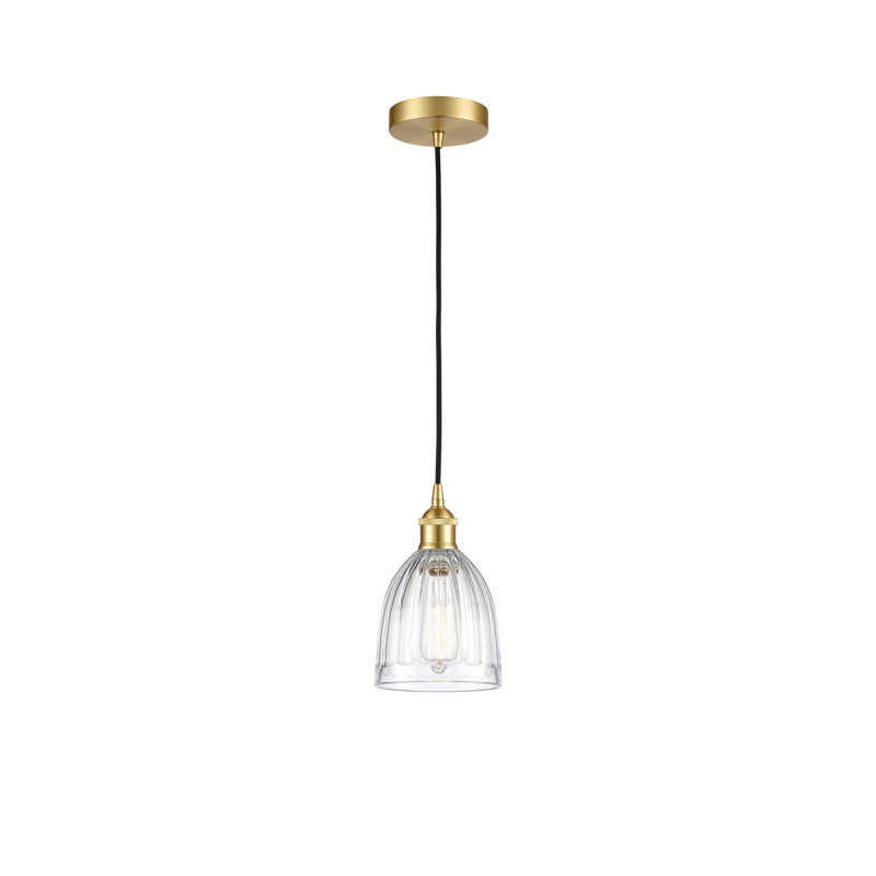 Luminaire suspendu en forme de cloche à 1 lumière Radegonde, Transparent, Or satiné