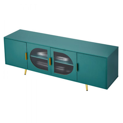 TV Stand for TVs up to 75 in Modern Entertainment Centre with Glass Doors