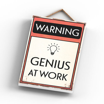 Warning Mother In Law Warning Genius At Work - Print on MDF