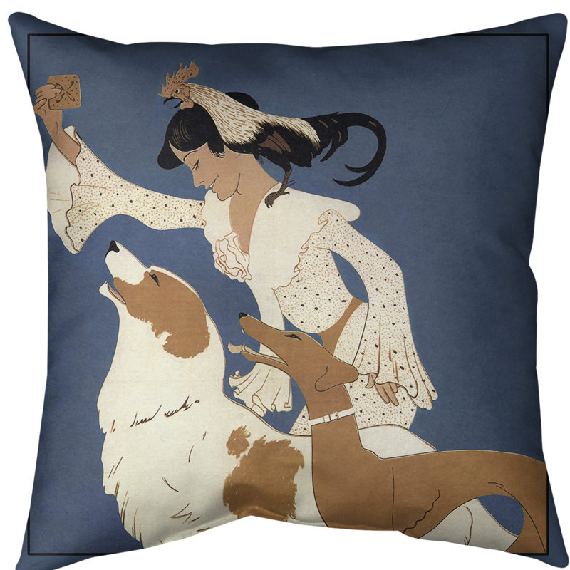Housse pour coussin décoratif pour affiche dog biscuits, 14 po x 14 po, Bleu, Polyester filé