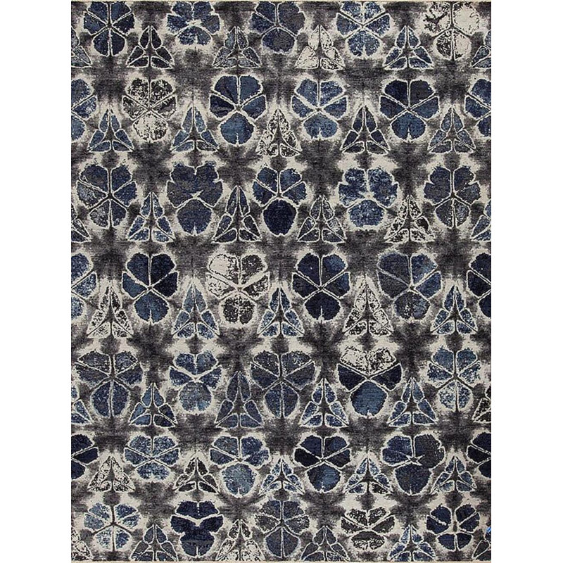 Tapis rectangulaire en laine Shibori, Rectangle 12 pi x 15 pi