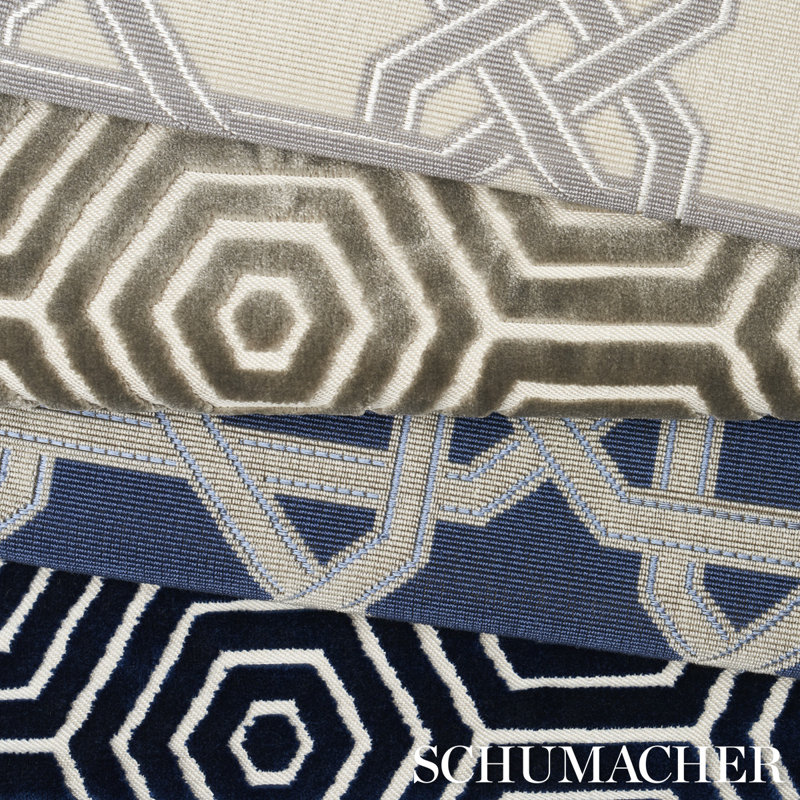 Schumacher x Mary McDonald Bees Knees Cut Velvet Fabric, Gray