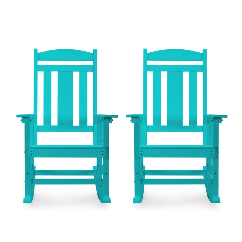 Chaise berçante d'extérieur Diyanna, Bleu Aruba