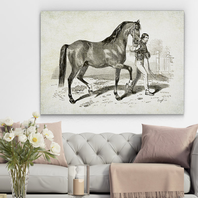 « équin assiette xxi », impression, H 18 po x l 27 po x P 1,5 po, Pas de tapis, Toile tendue