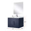 Meuble-lavabo bleu marine 24 po x 22 po, comptoir en quartz blanc, miroir de 18 po et robinet inclus
