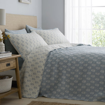 Block Floral Polyester Floral Bedspread