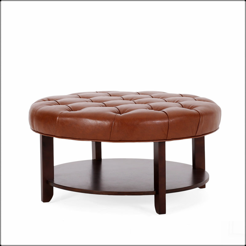 ROUND OTTOMAN, Light Brown