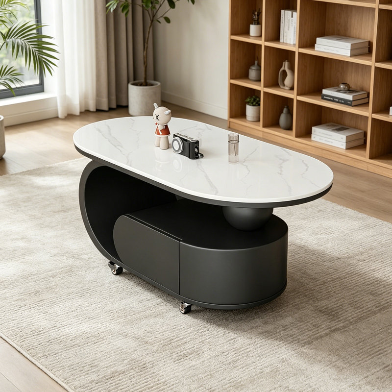 Mikole, H 17,71 po x L 35,43 po x l 17,71 po, Blanc / Gris, Noir