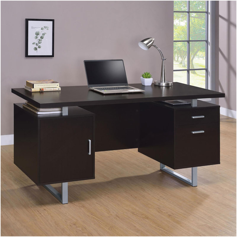Bureau flottant à 2 tiroirs Cappuccino