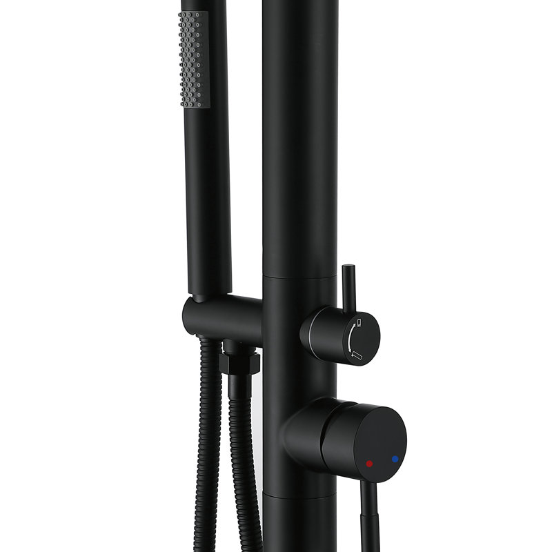 Douche d'extérieur autoportante en acier inoxydable 304 à température contrôlée 88-3 / 5 "H avec douche à main, Noir mat
