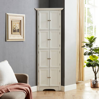 Tall Bathroom Storage Cabinet, Freestanding Storage Cabinets with Doors and  4 Shelves, Tall Cupboard for Bath Room, Living Room & Small Space (White)