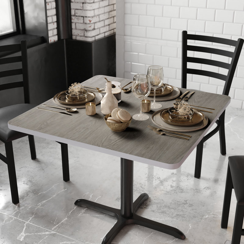 Table Top with Reversible Laminate Top, Black/Mahogany, 42" Square