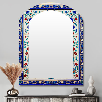 Bleu marocain marocain porte II - miroir décoratif arqué en tuile