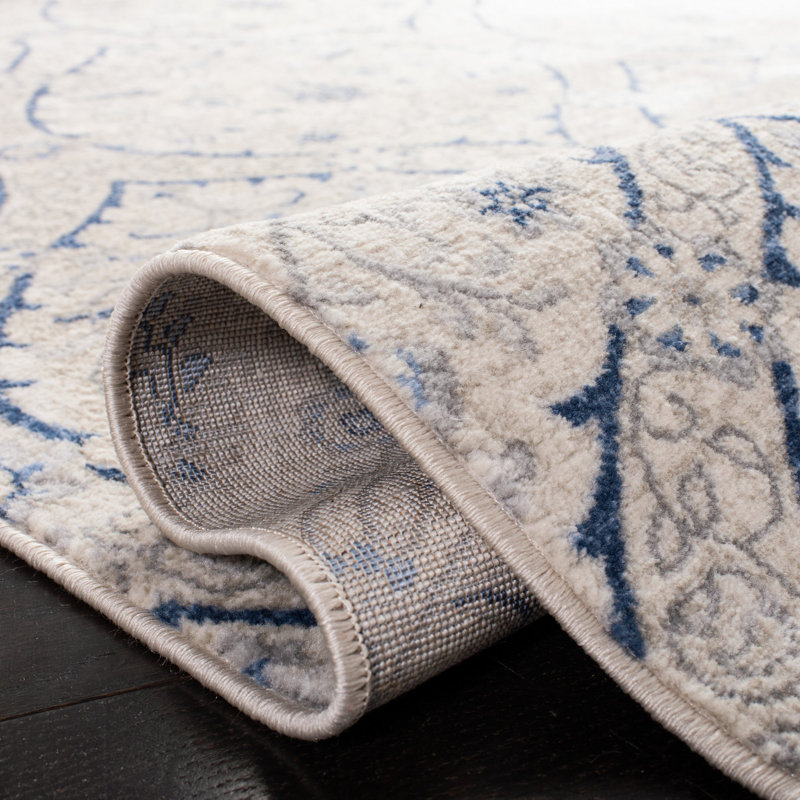Avira Ikat Light Gray Area Rug, Round 6'7"