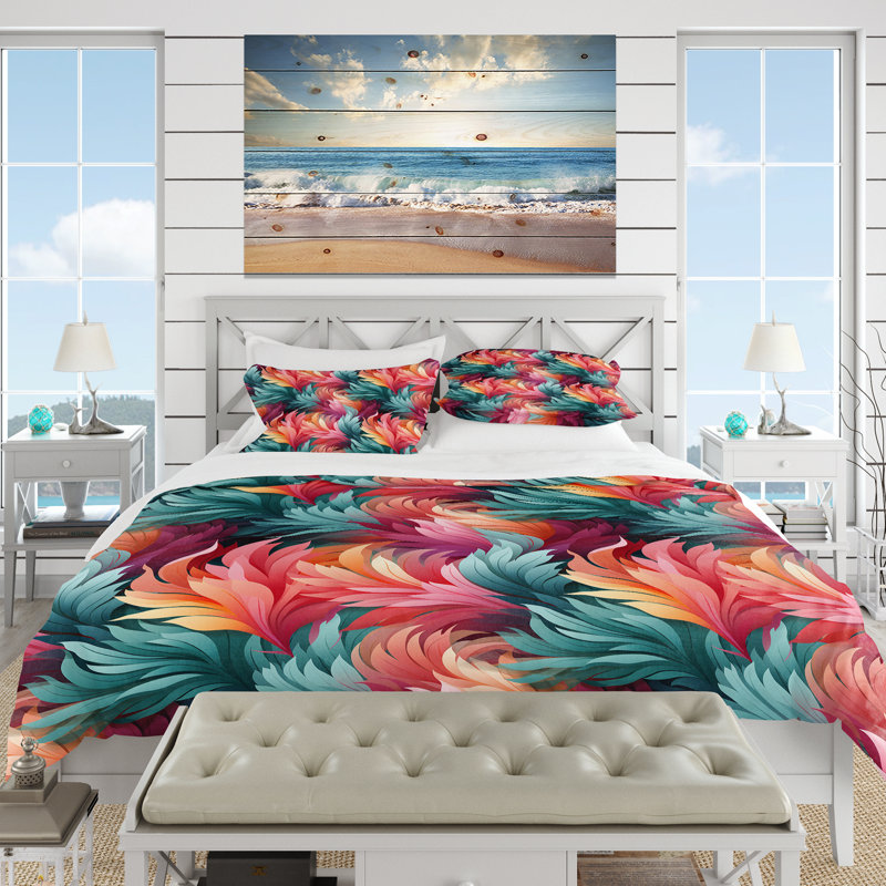Literie Coral Illusion Tropical I, Housse de couette simple + 1 taie décorative stan