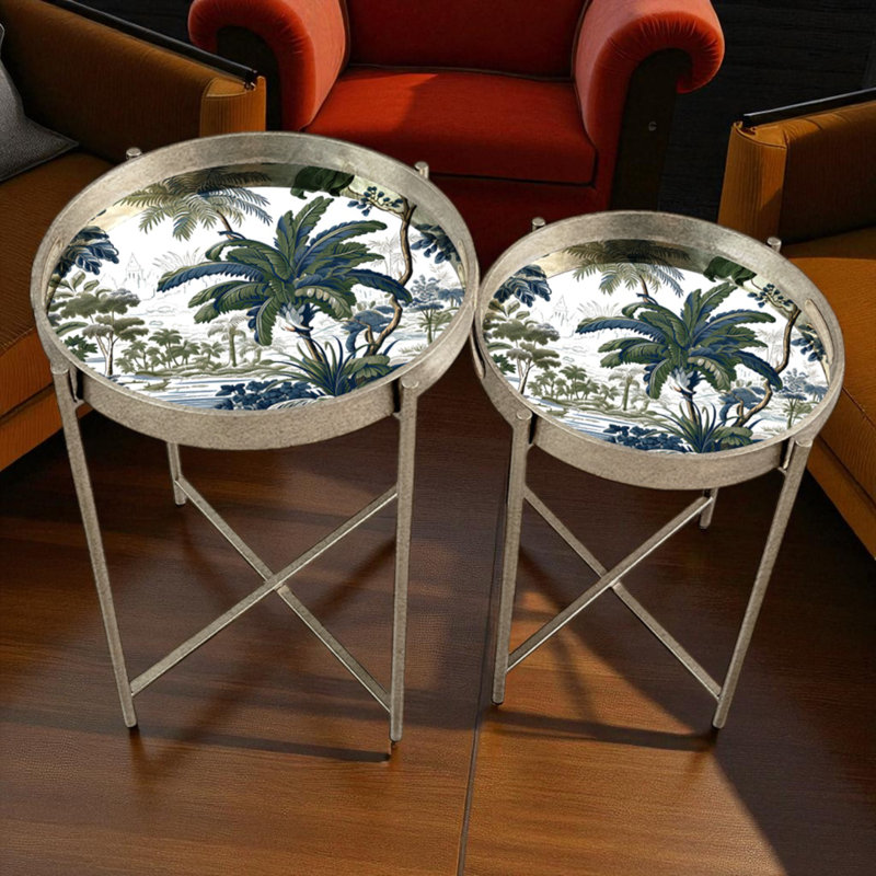 Glass Top Side Table Set
